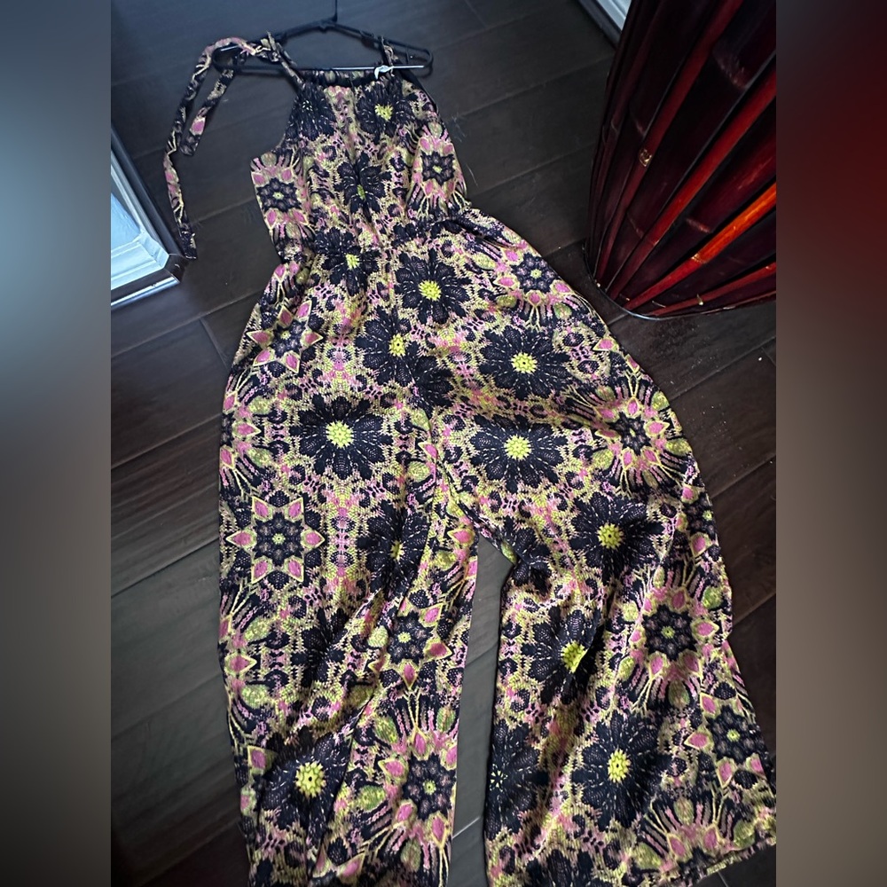 Bar III Vibrant Patterned Jumpsuit - Black and Yellow